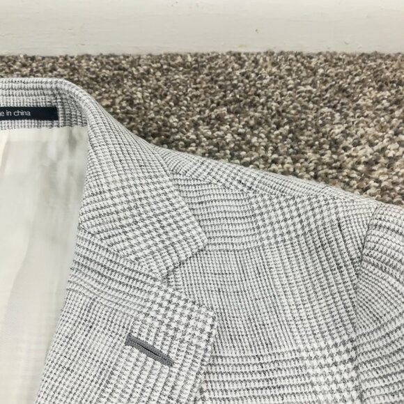 SuitSupply Sport Coat Blazer 36S Solbiati 100% Linen Glen Plaid Gray - Picture 3 of 15
